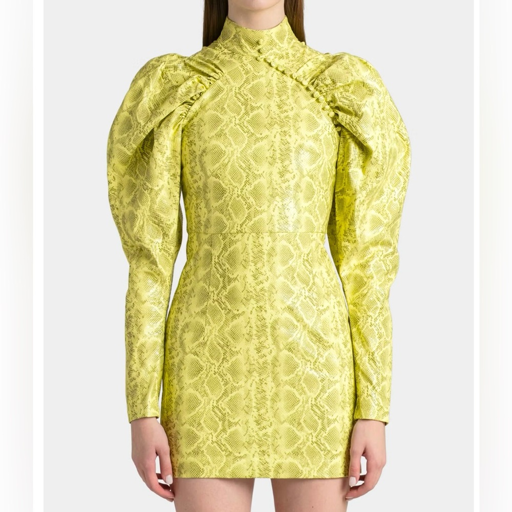 ROTATE Birger Christenson Kim Mini Dress Snakeskin yellow